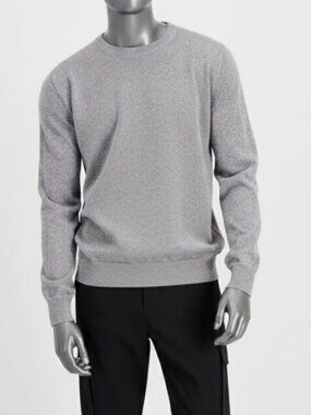 Hugo Boss Men's Silver Metallic Slurex Crew-Neck Pull-Over Sweater Size M